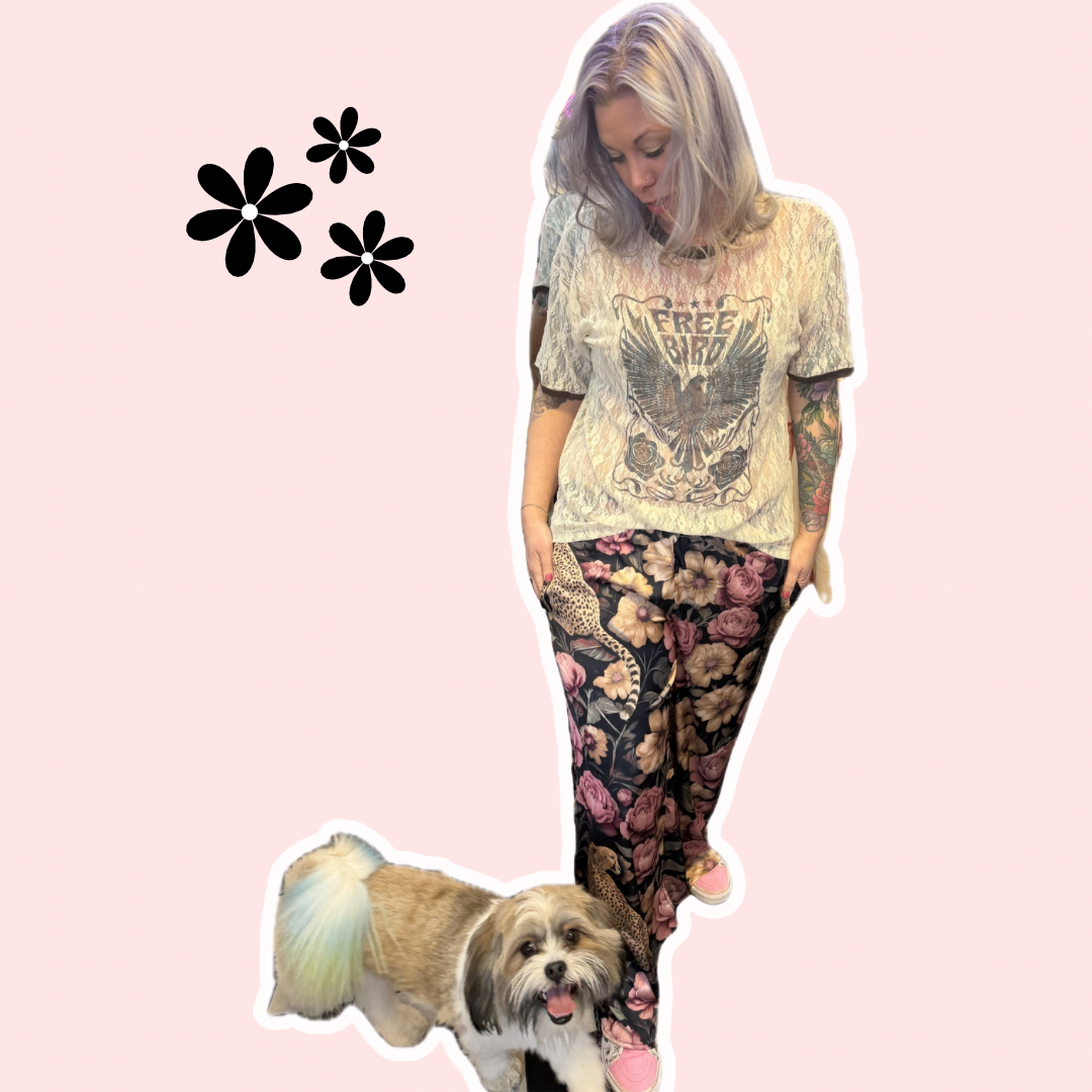 Free Bird Graphic Sheer Lace Tee