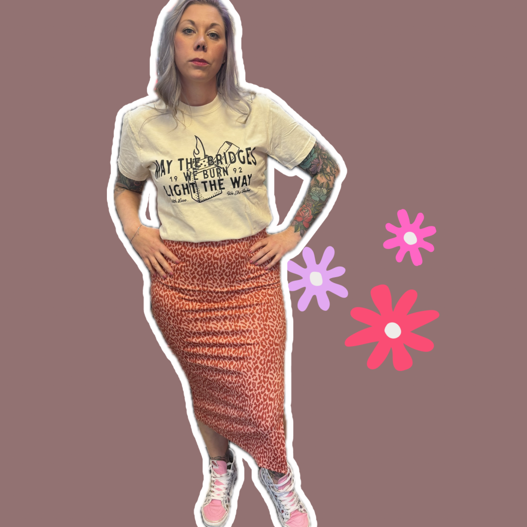 Animal Print High Waisted Midi Skirt
