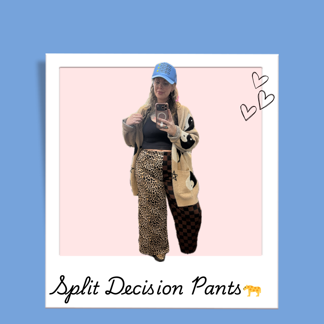 SPLIT DECISION LEOPARD-CHECKERED PANTS