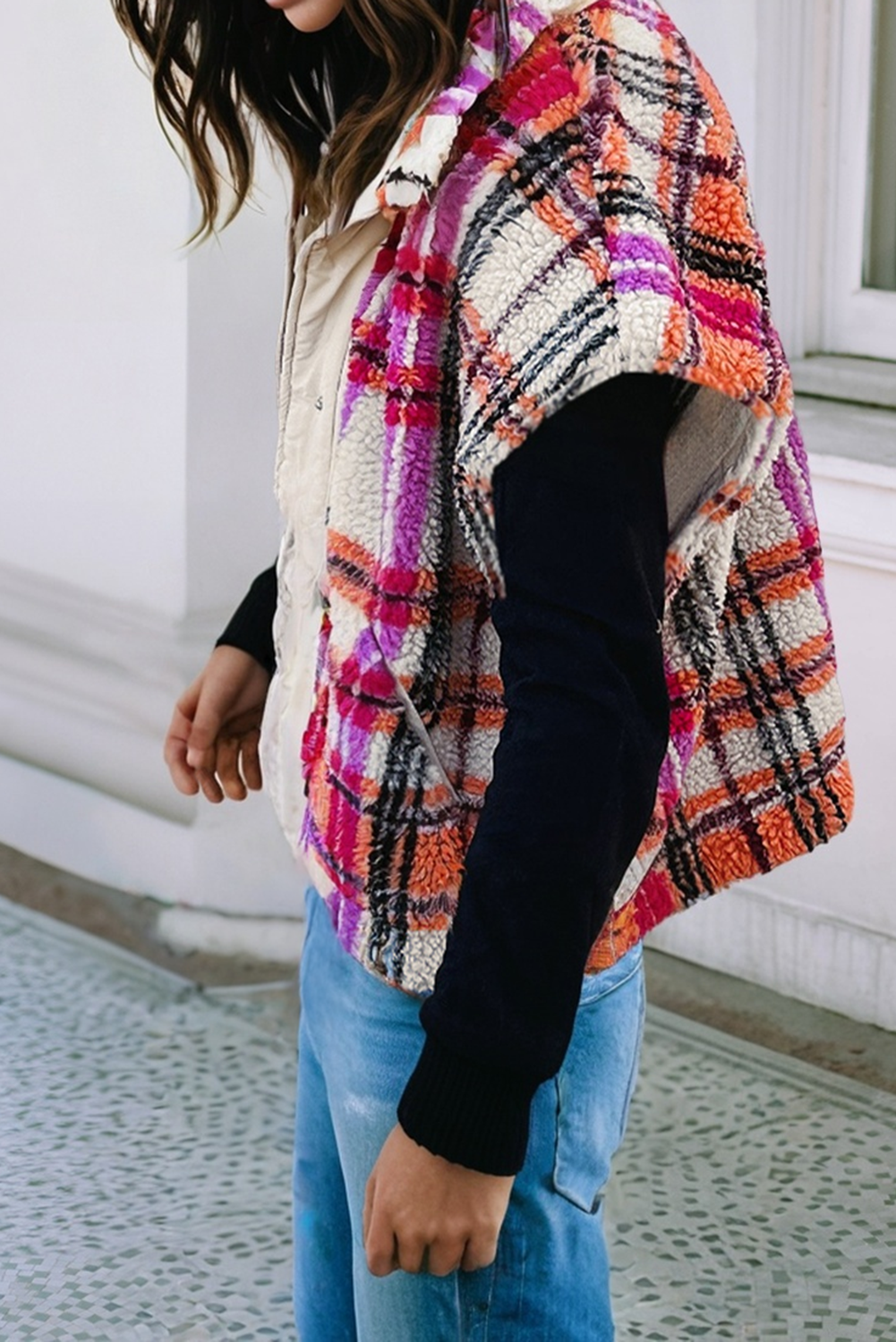 Sherpa Plaid Jacket Vest