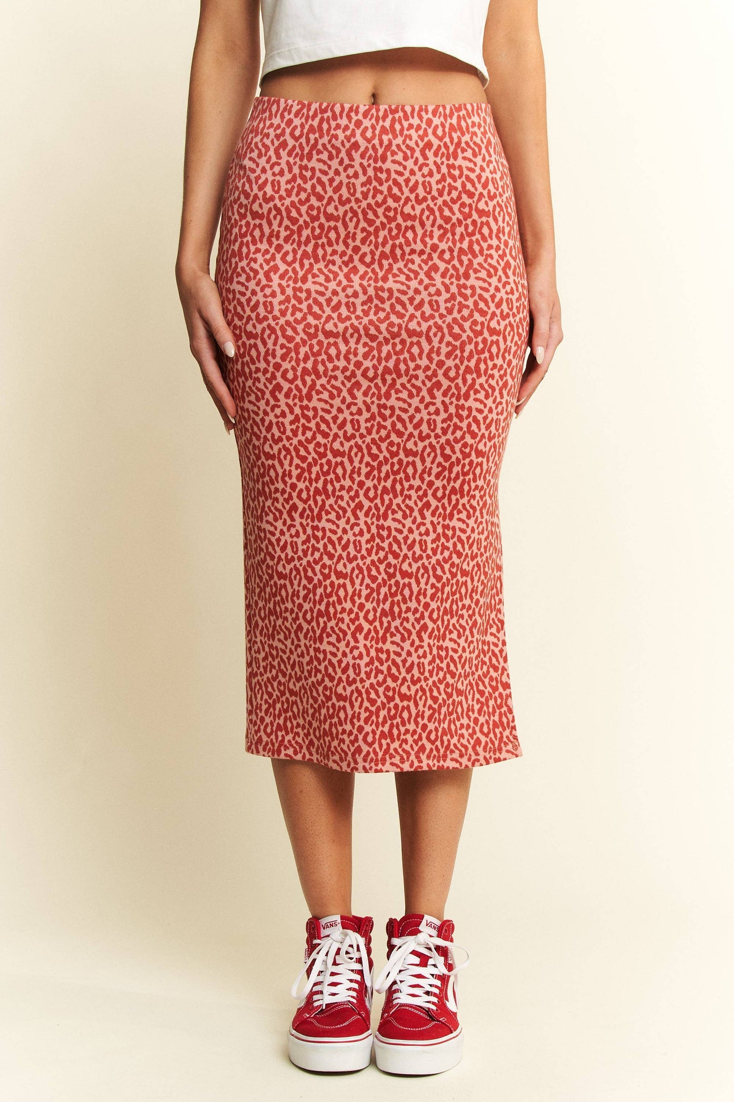 Animal Print High Waisted Midi Skirt