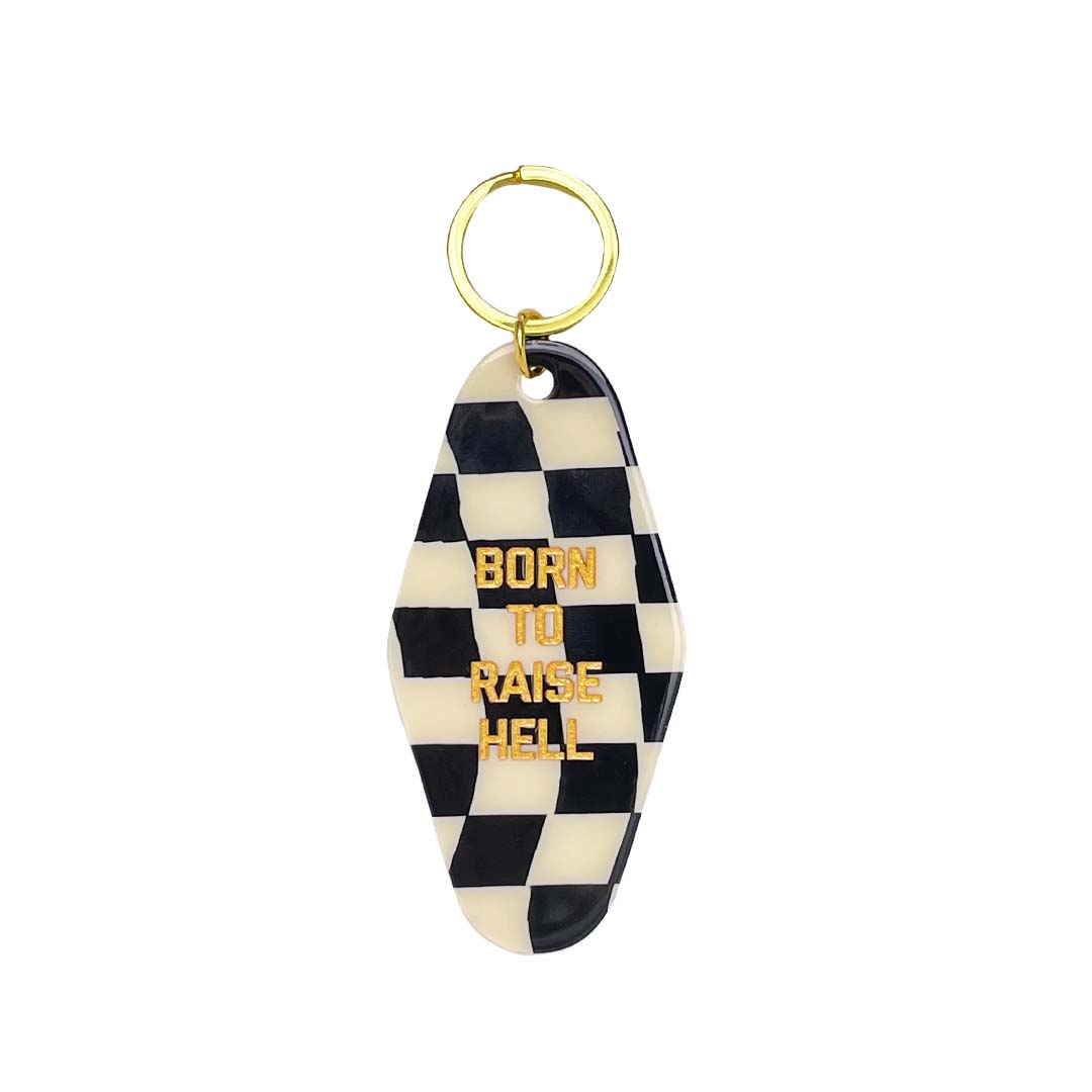 Golden Gems - Born to Raise Hell Checkered Keychain