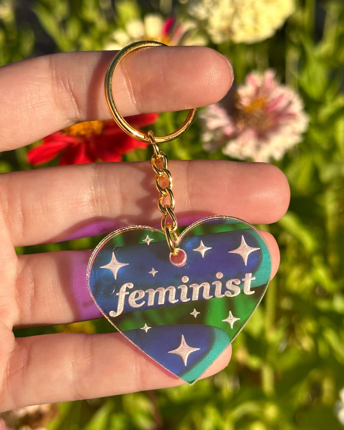 Feminist Iridescent Acrylic Keychain