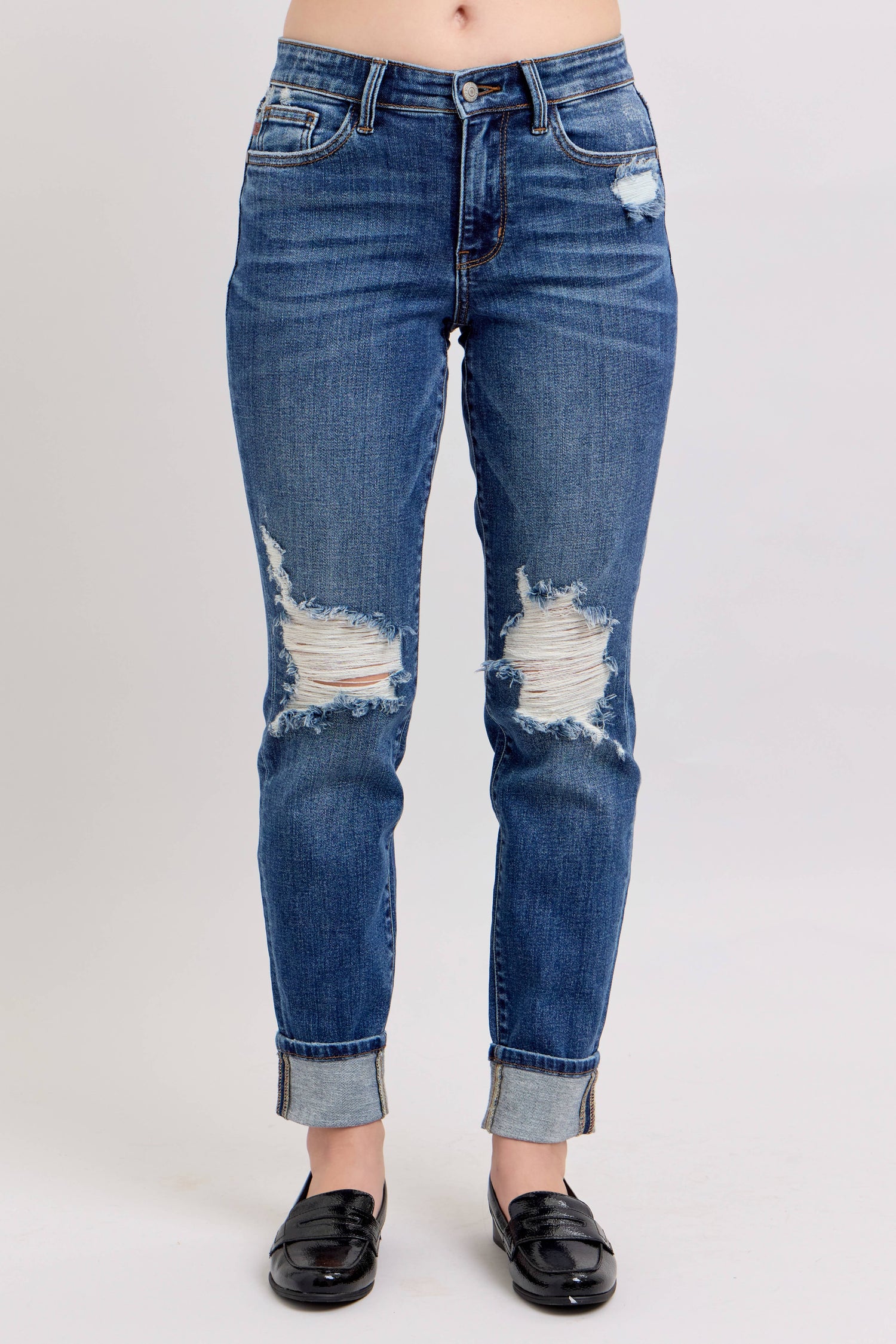 Distressed Mid-Rise Boyfriend Fit - Judy Blues Jeans
