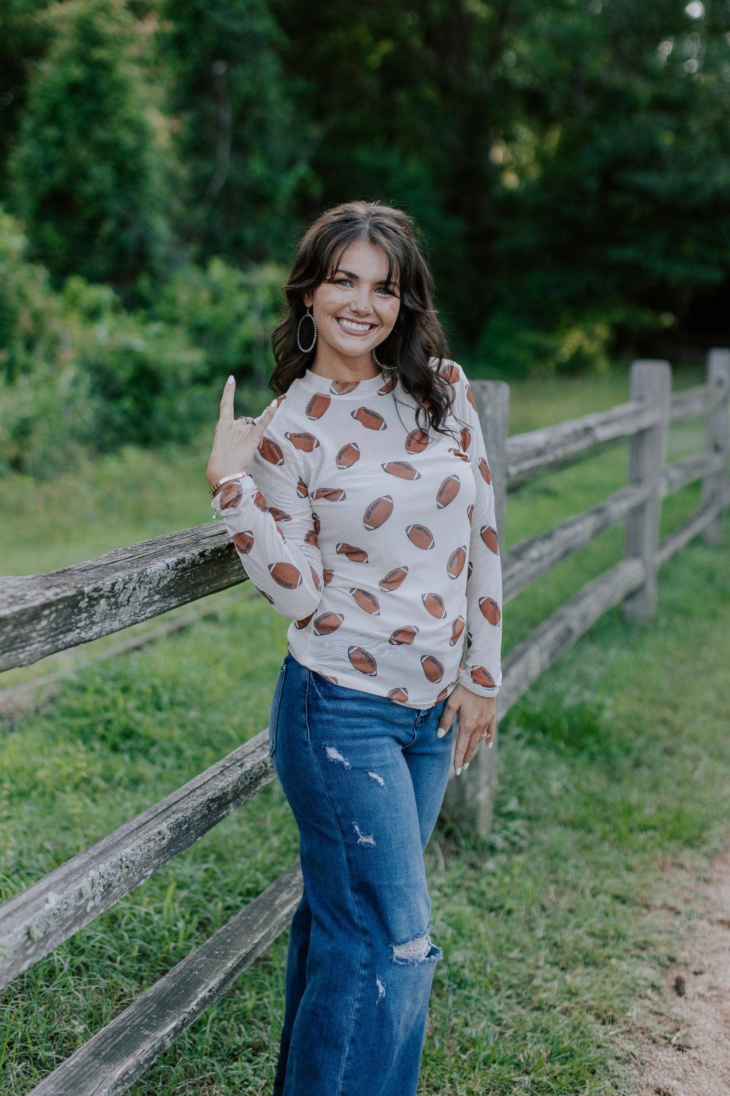 Football Long Sleeve Mesh Top