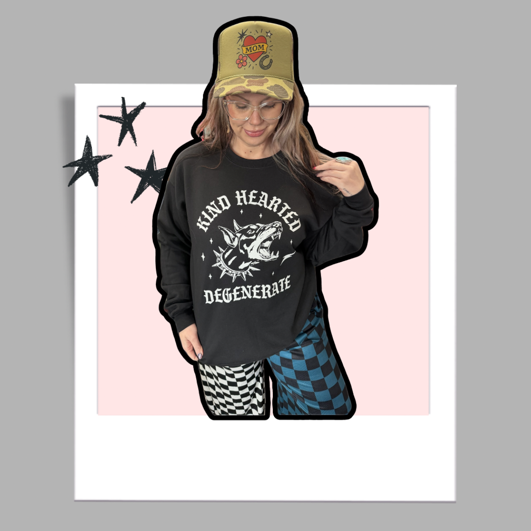 Kind Hearted Degenerate Edgy Graphic Sweatshirt
