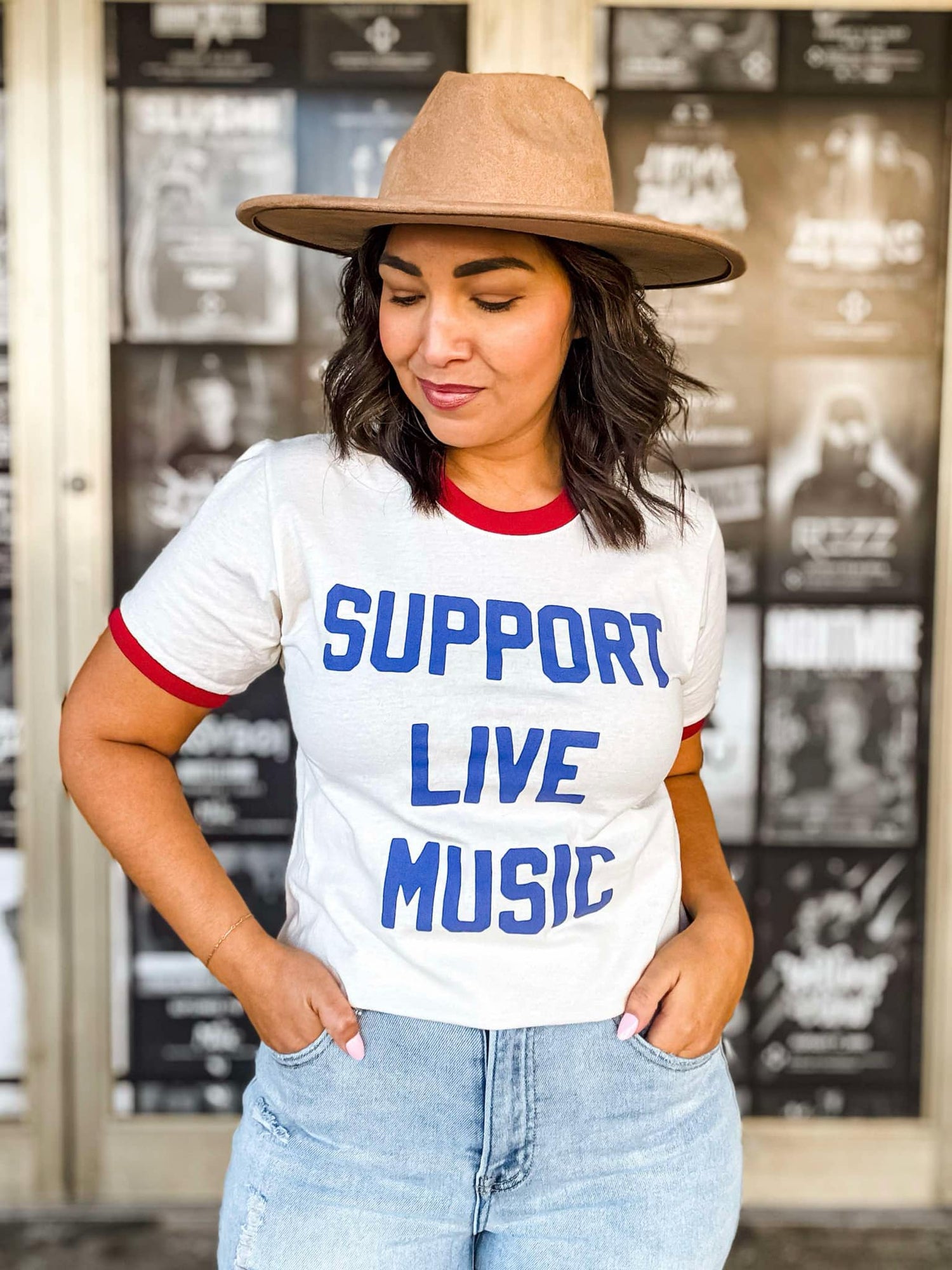 Support Live Music Vintage Ringer Shirt, Graphic T-Shirt