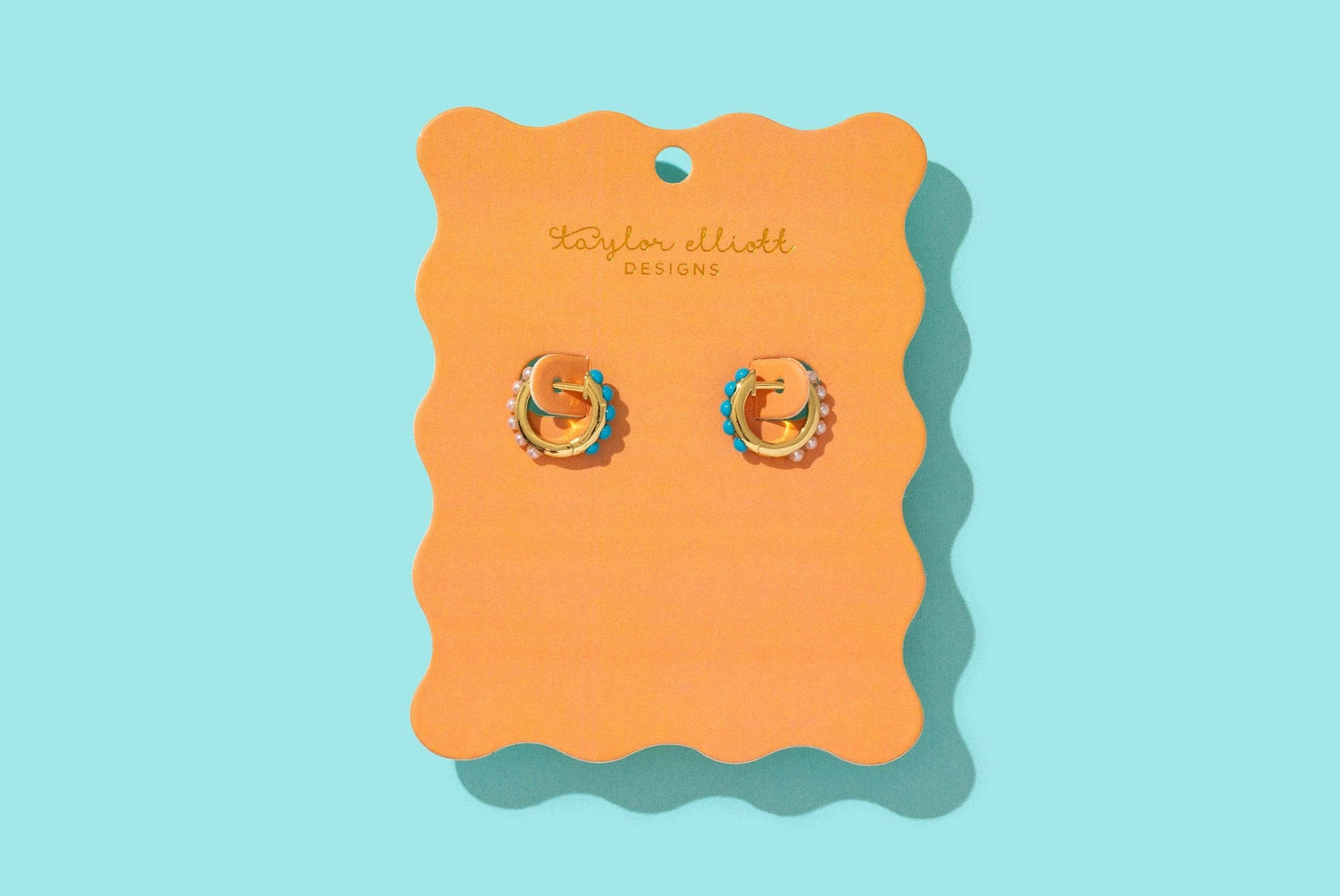 Pearl & Turquoise Huggie Earrings - Gold-Plated