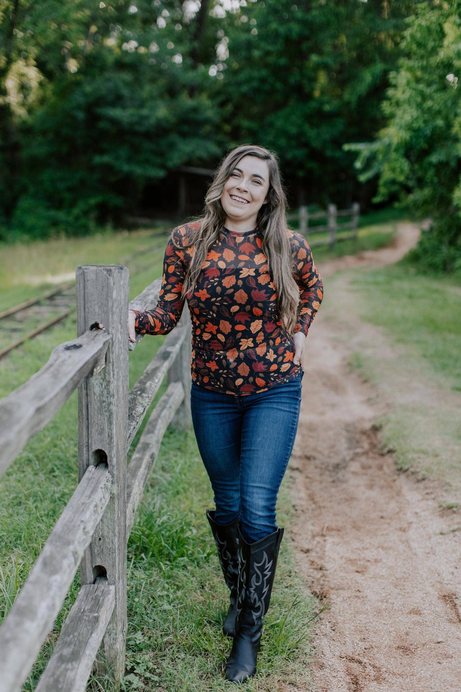 Fall Leaves Mesh Top