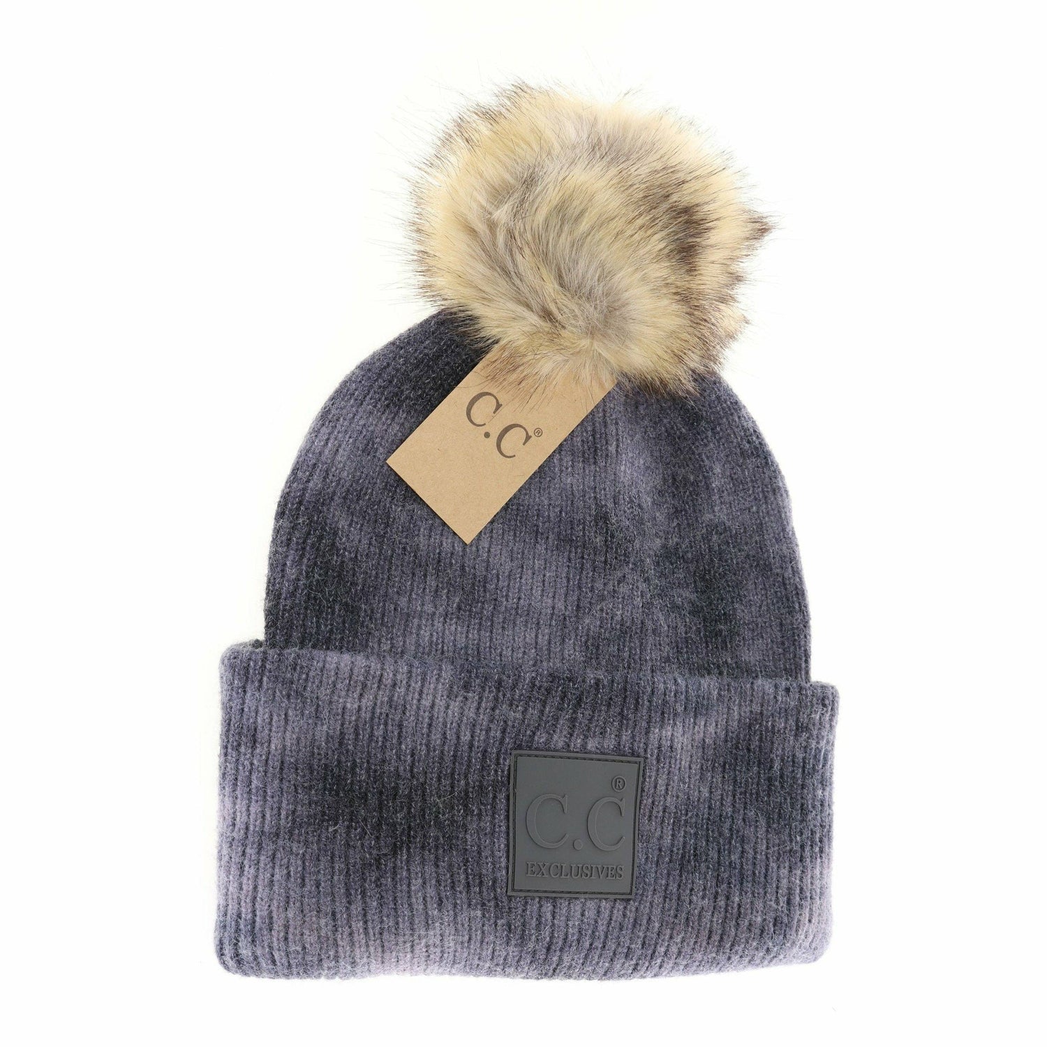 Tie Dye Fur Pom C.C Beanie