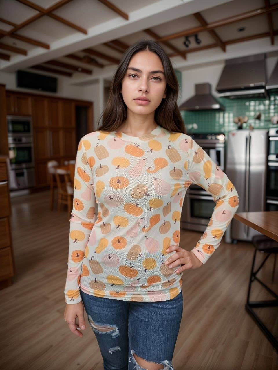 Pumpkins & Gourds Mesh Top