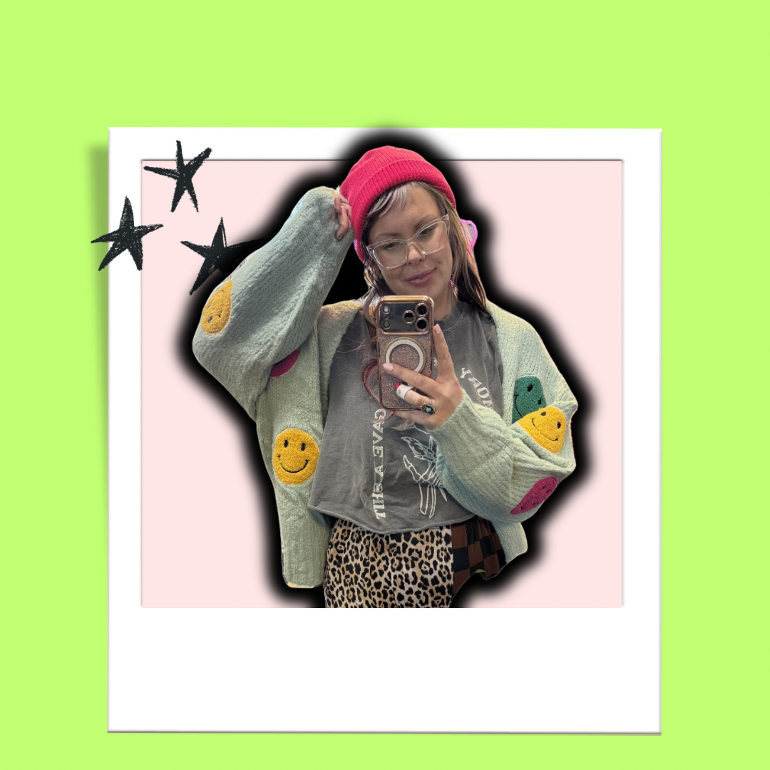 FUZZY SMILE LONG BELL SLEEVE OPEN KNIT CARDIGAN