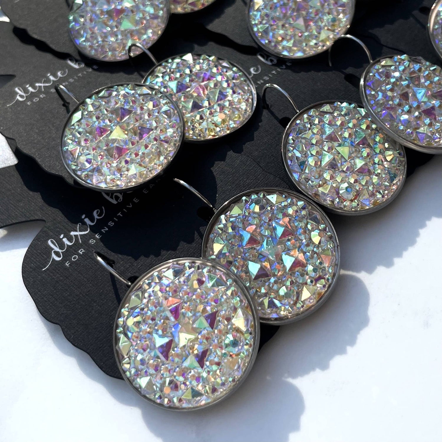 Glam Leverbacks in White Diamonds Earrings
