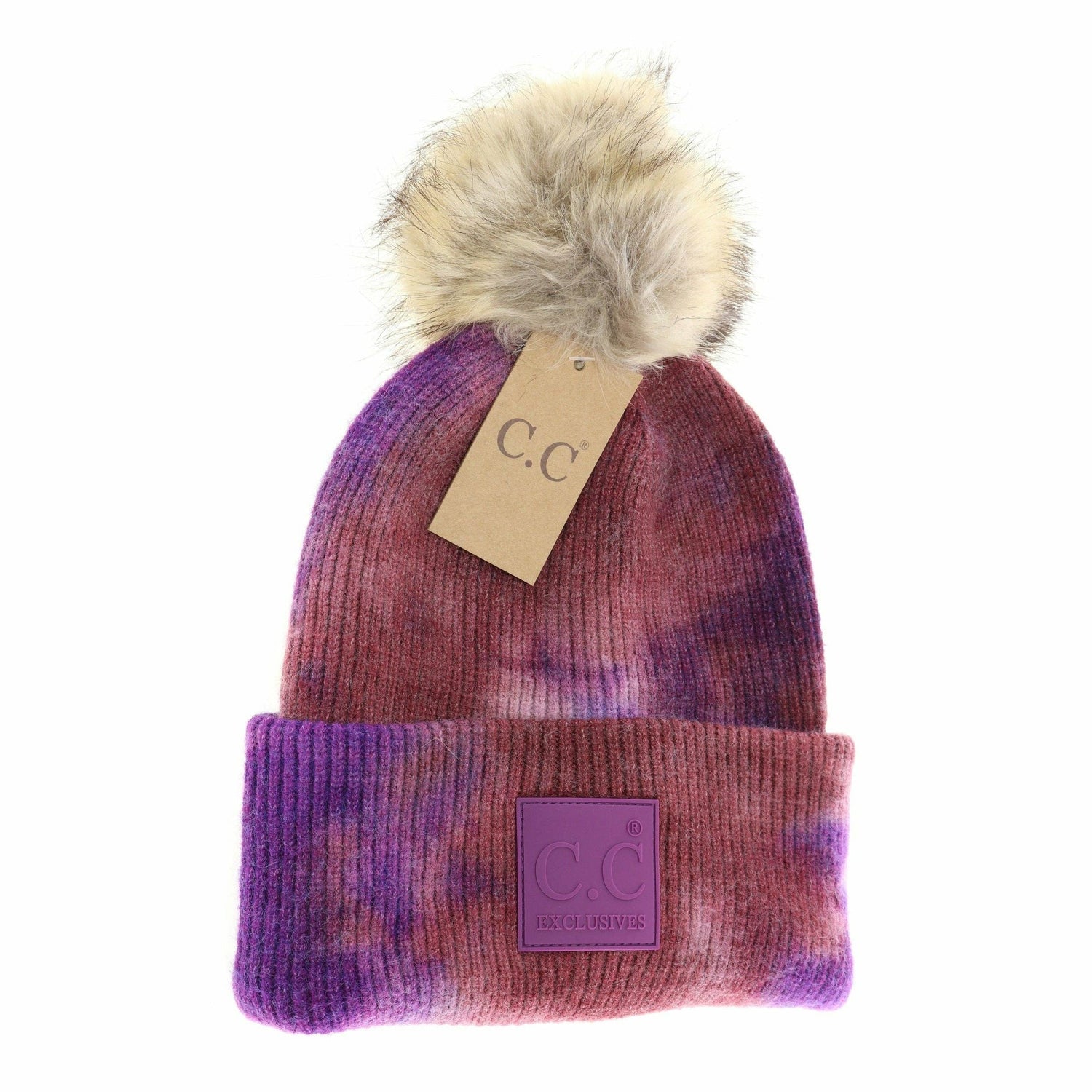 Tie Dye Fur Pom C.C Beanie