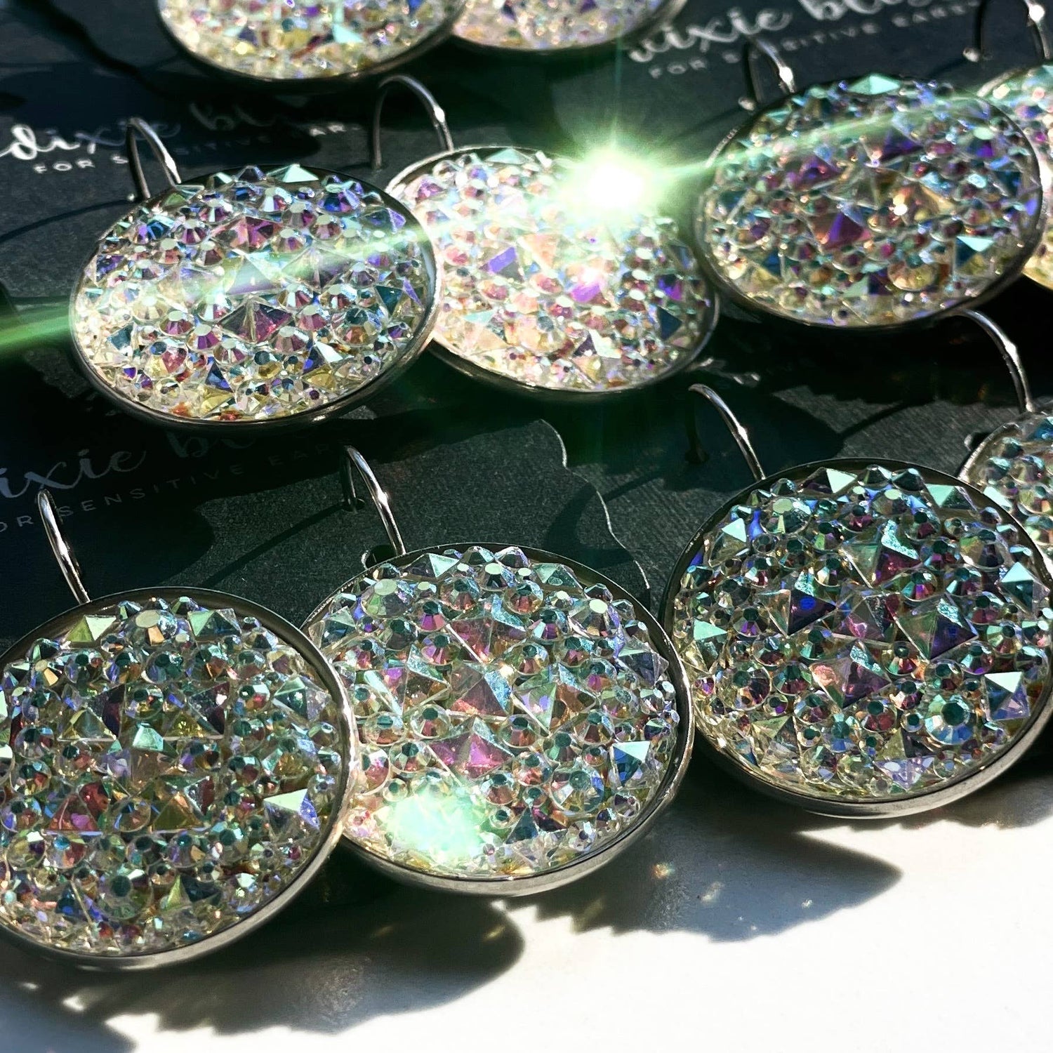 Glam Leverbacks in White Diamonds Earrings