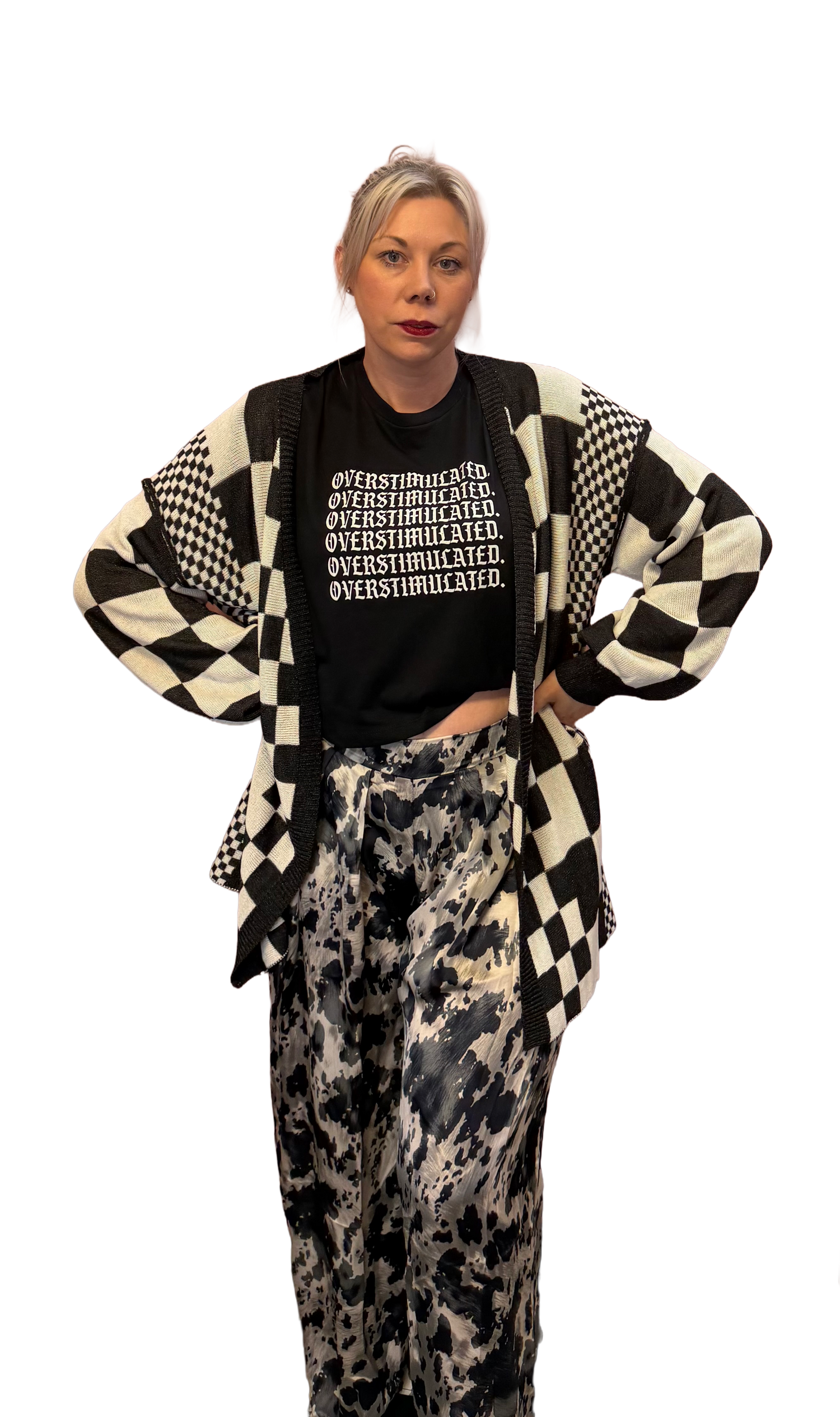 Checkerboard Loose Fit Cardigan