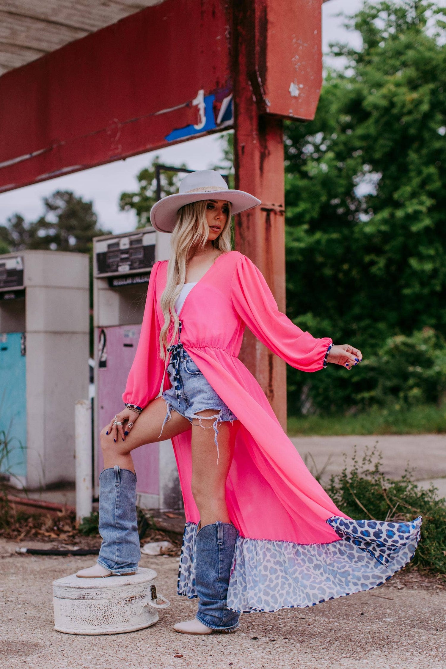 Pink Chiffon Kimono