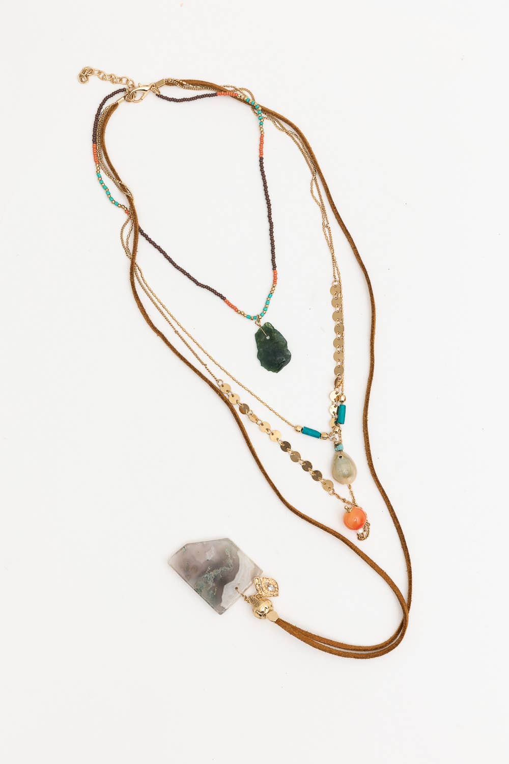 Layer Necklace with Turquoise Beads & Shells 🐚