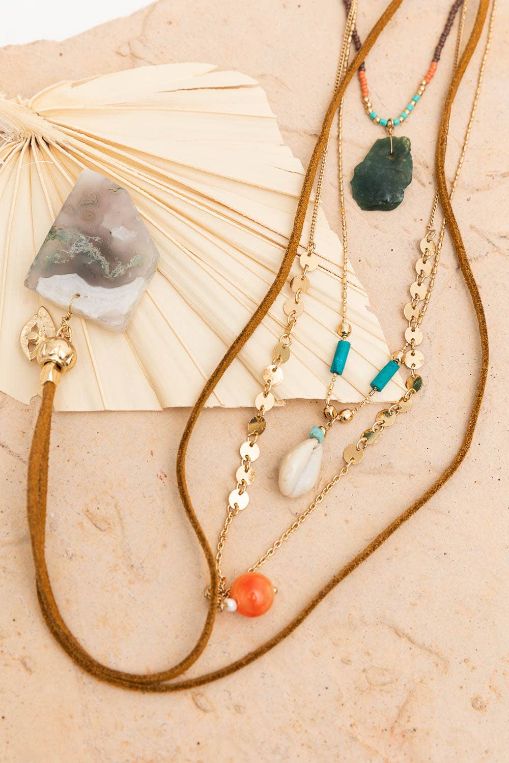Layer Necklace with Turquoise Beads & Shells 🐚