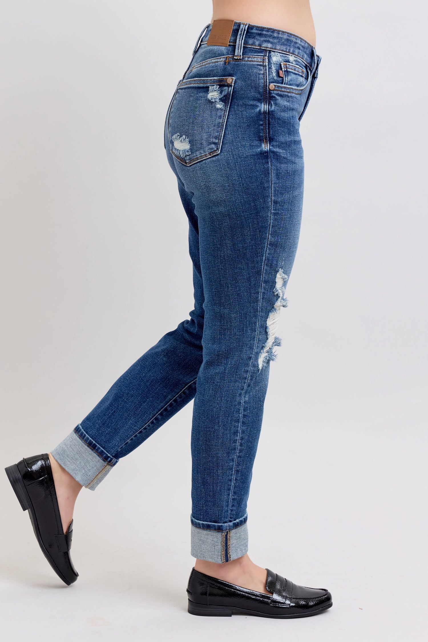 Distressed Mid-Rise Boyfriend Fit - Judy Blues Jeans