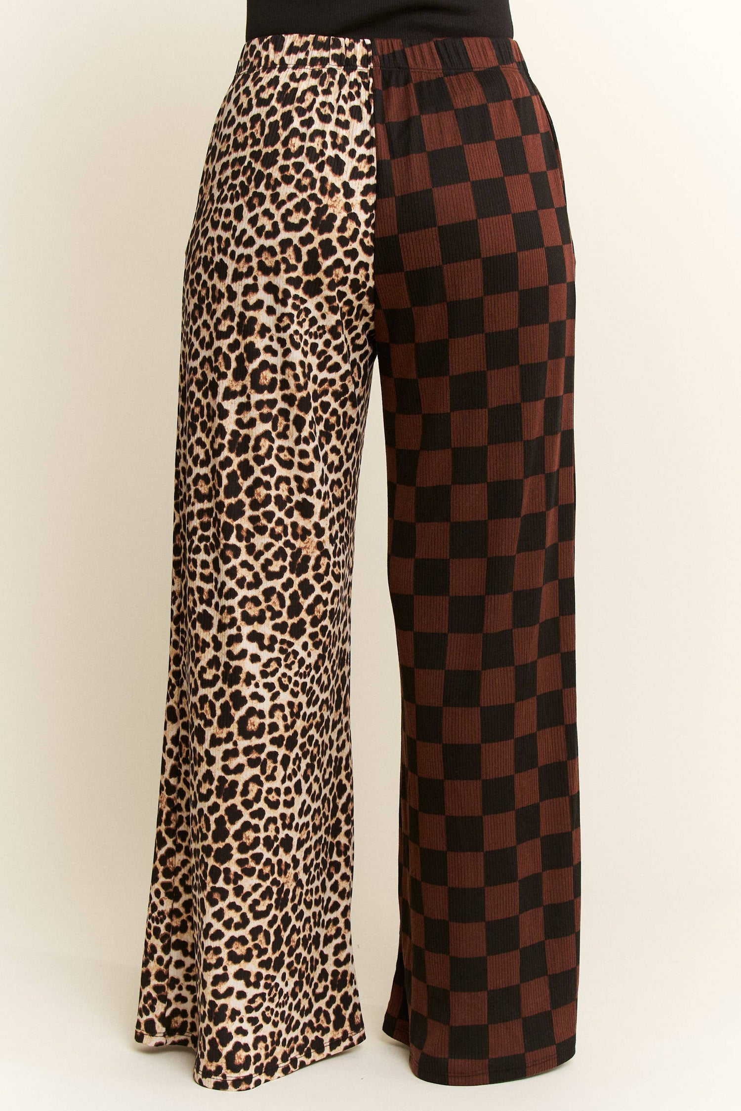 Plus Size Split Decision Leapard Checkered Pants