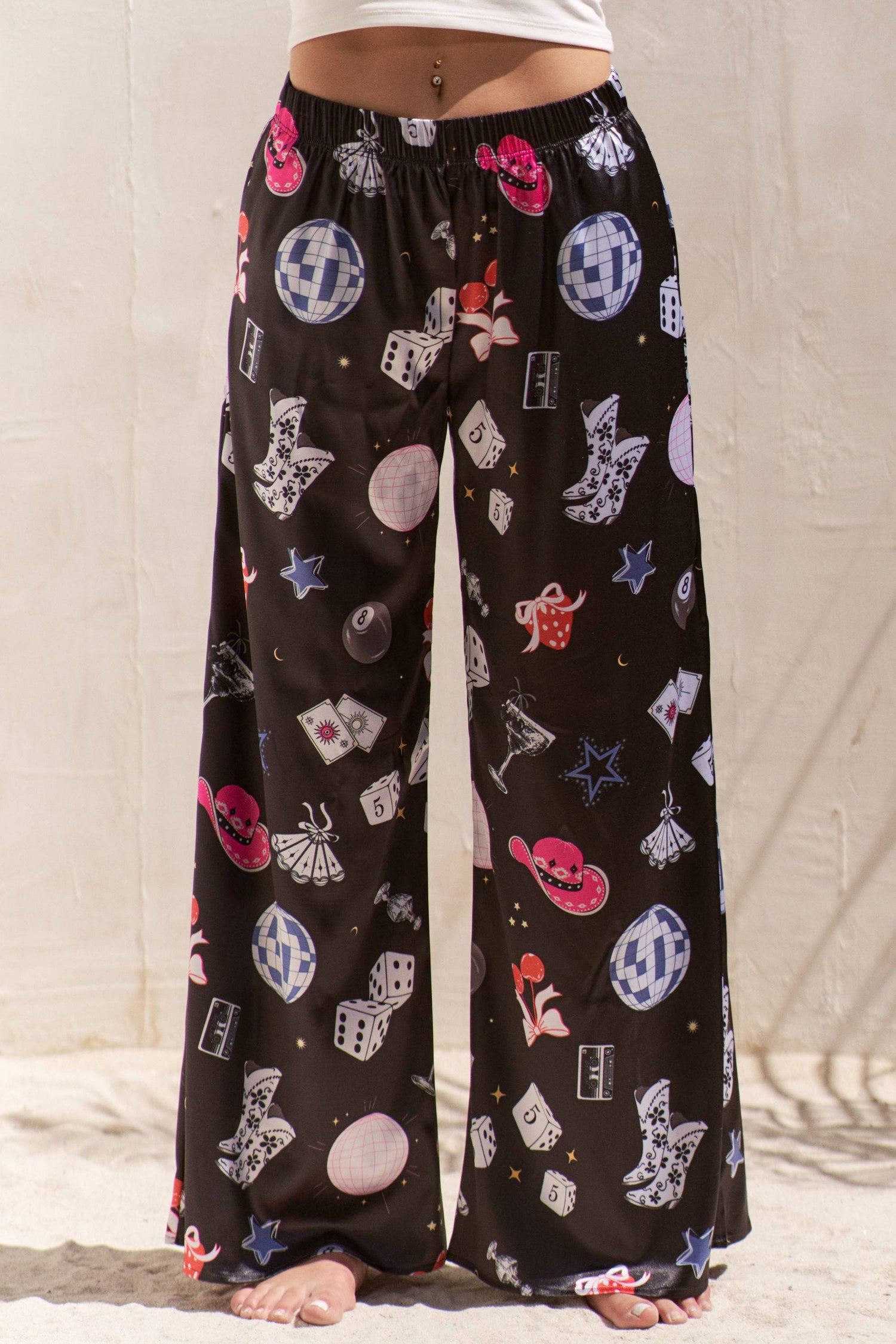 Party Collage Satin Pants
