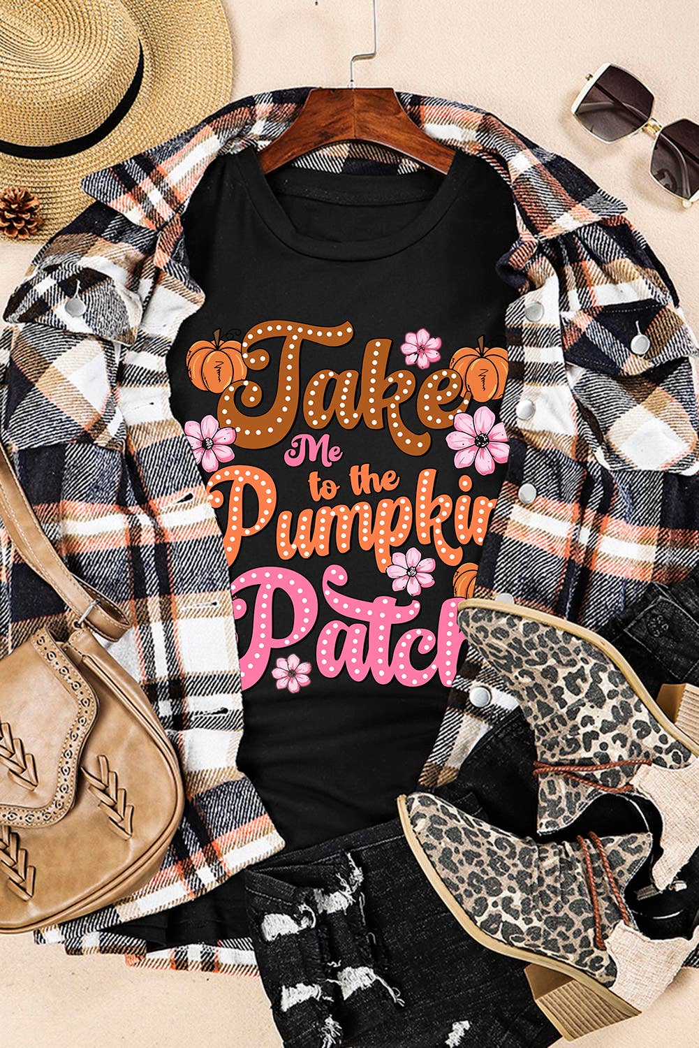 Take Me To The Pumpkin Patch Flower Print T-Shirt