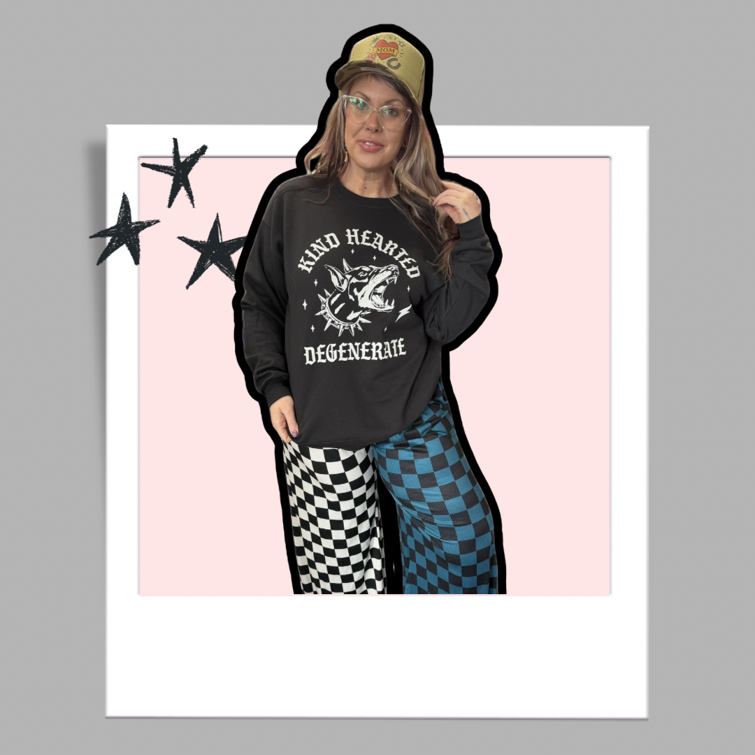 Kind Hearted Degenerate Edgy Graphic Sweatshirt