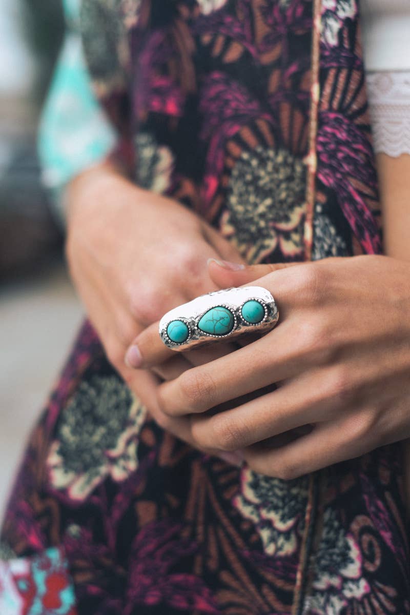 Turquoise Waterfall Stone Ring