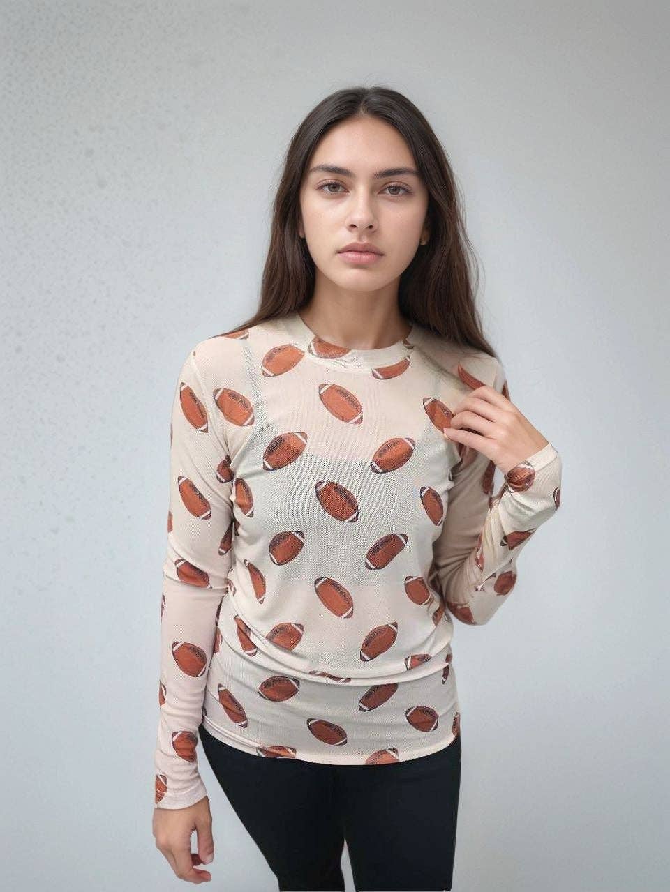 Football Long Sleeve Mesh Top