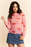 Cherry Mesh Long Sleeve Top