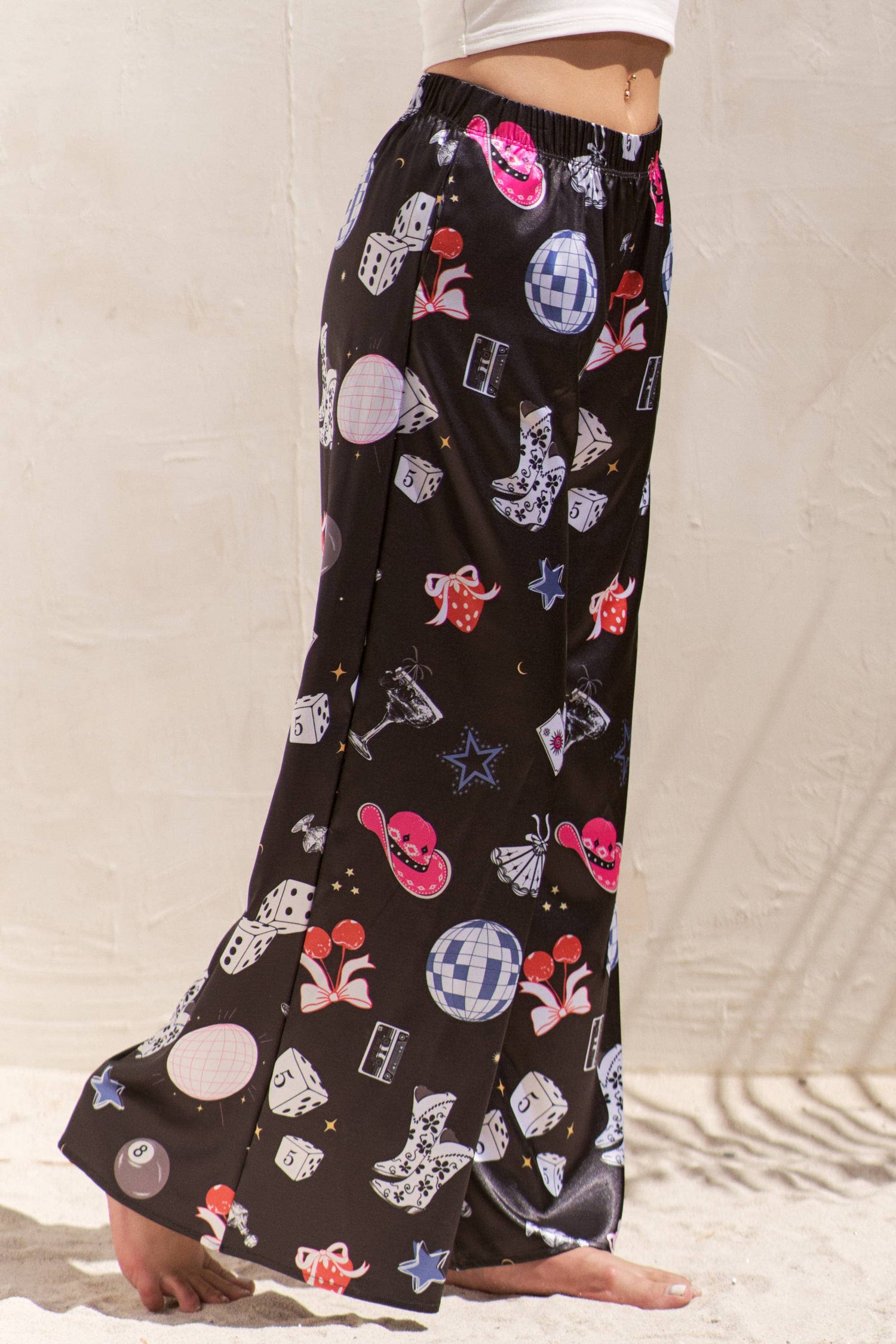 Party Collage Satin Pants