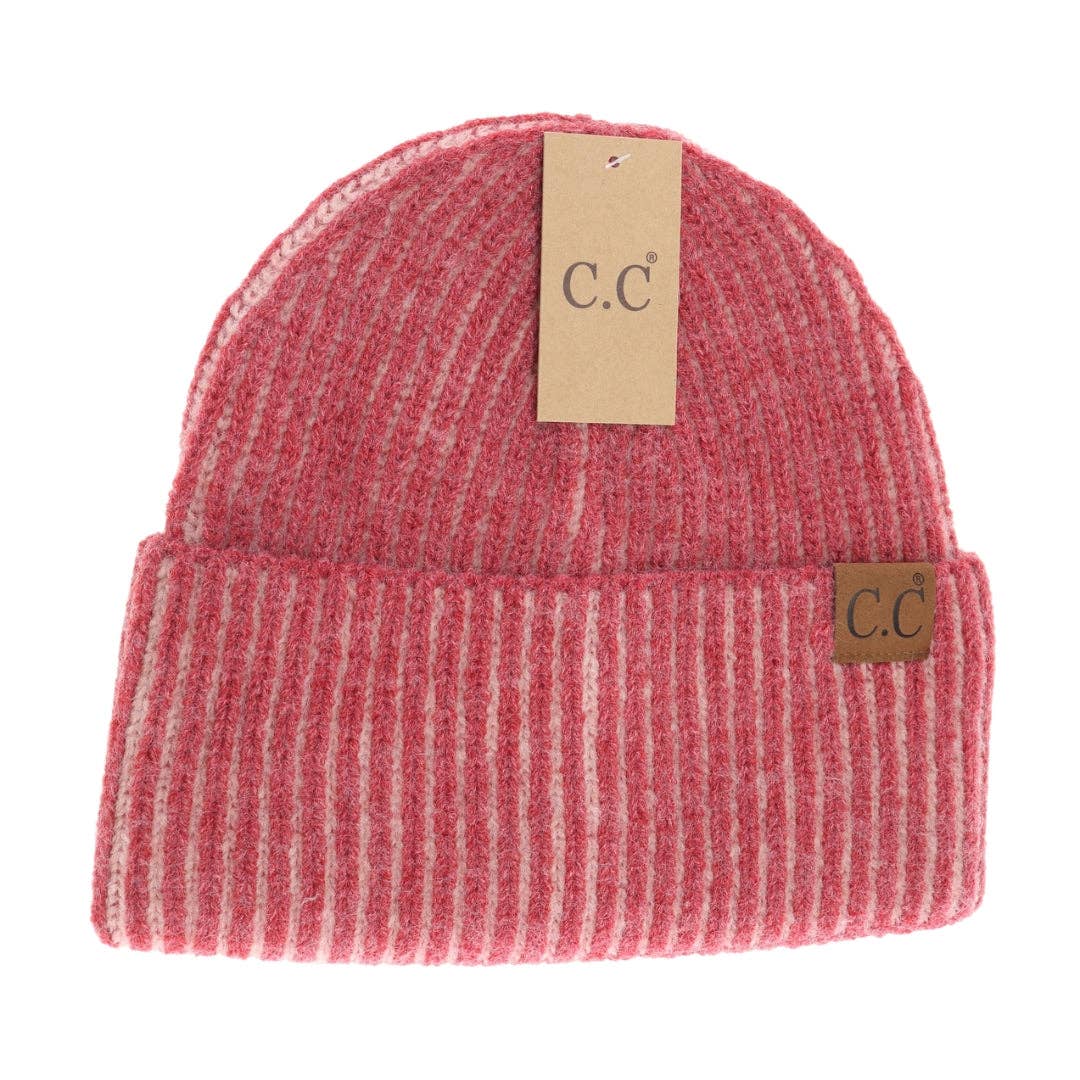 Contrasting Sriped Cuff C.C Beanie