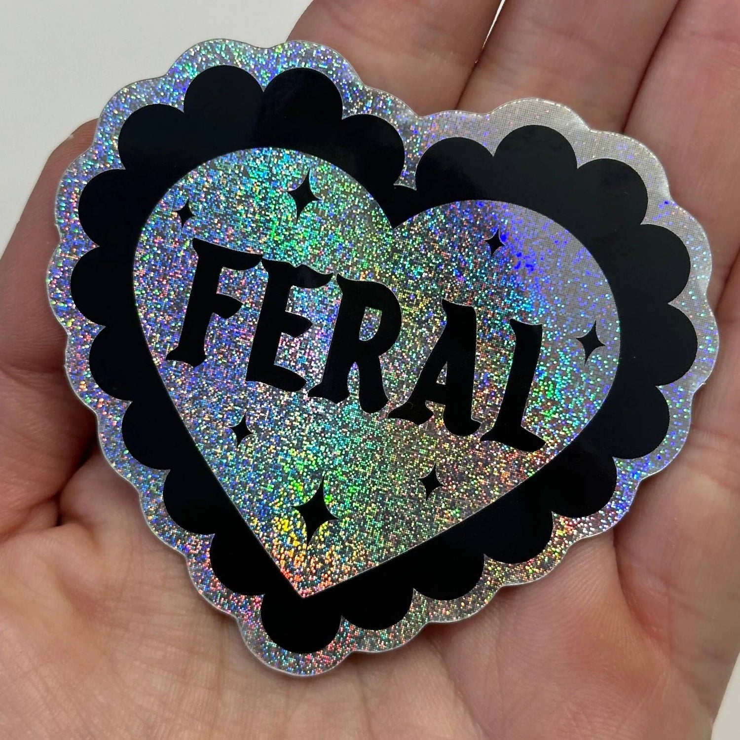 Feral Glittery Scalloped Heart Sticker