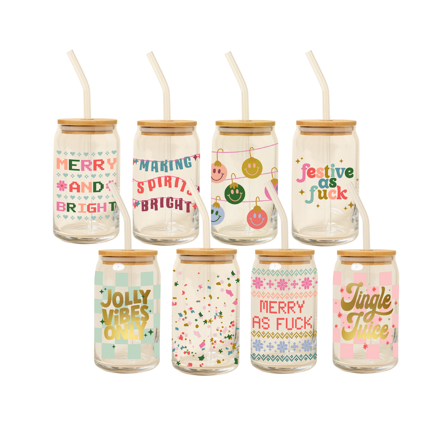 Talking Out of Turn - Holiday Can Glass w/Lid + Straw