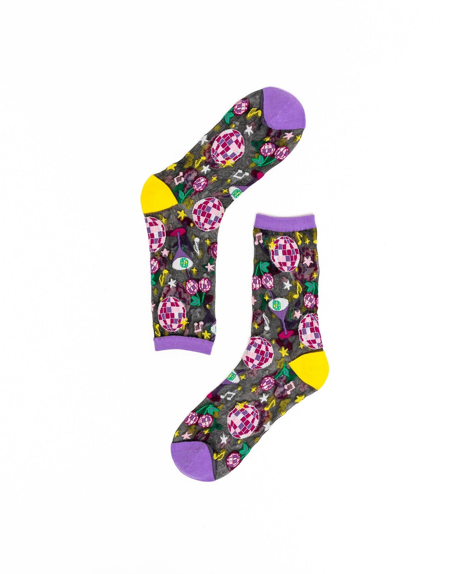 80s Disco Black Sheer Crew Sock