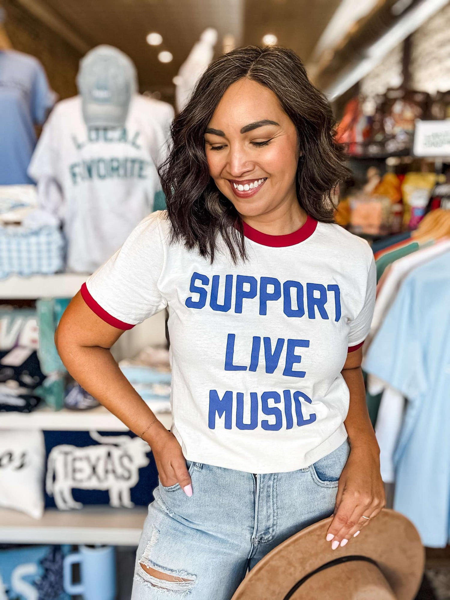 Support Live Music Vintage Ringer Shirt, Graphic T-Shirt